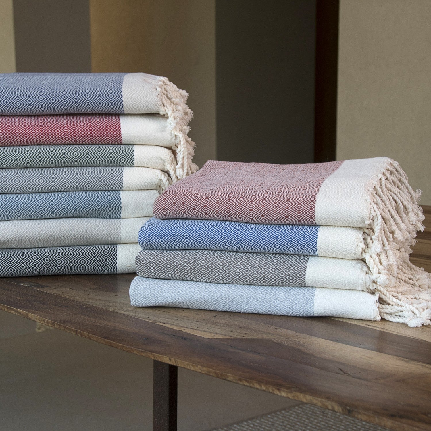 Plaid En Coton Courchevel - Bleu Marine - Febronie - The Bradery