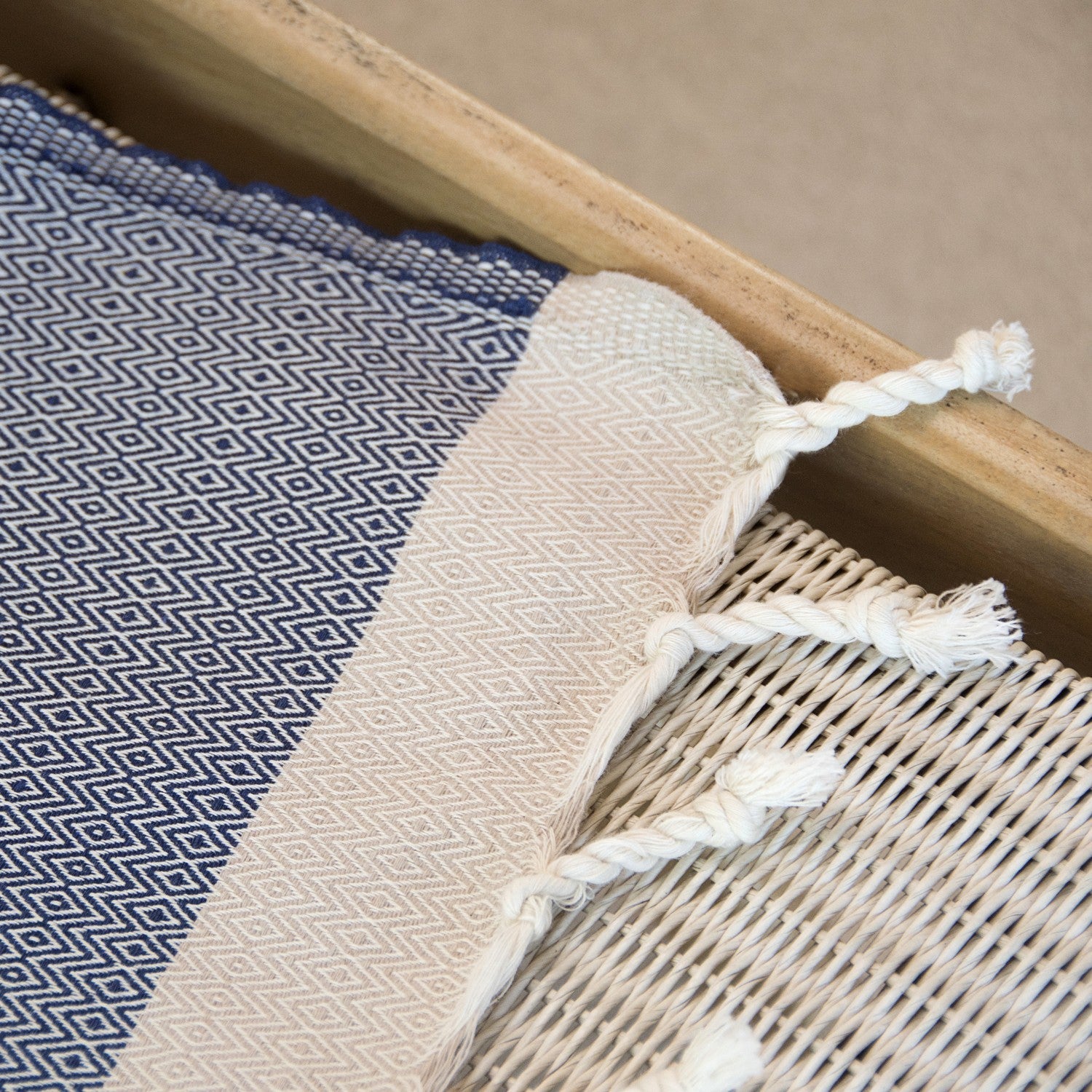 Plaid En Coton Courchevel - Bleu Marine - Febronie - The Bradery