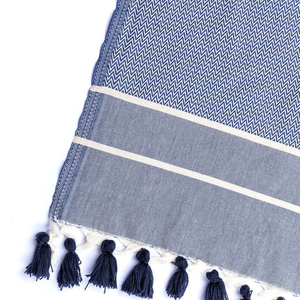 Plaid En Coton Stockholm - Bleu Marine - Febronie - The Bradery
