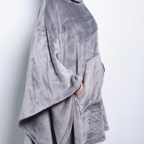 Plaid Poncho 140/170 Fusain Cocoon - TODAY - The Bradery