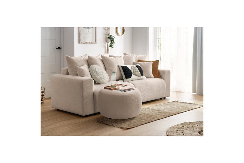 Pouf ENVY rond tissu bouclette doux - BOBOCHIC - The Bradery