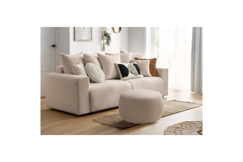 Puf ENVY redondo de tejido bouclé suave - BOBOCHIC - The Bradery