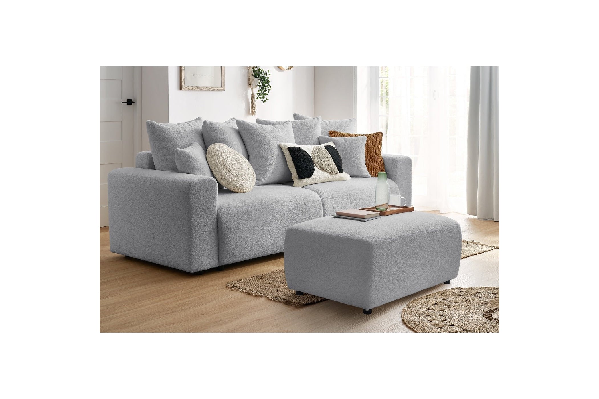 Soft bouclé fabric ENVY pouffe - BOBOCHIC - The Bradery