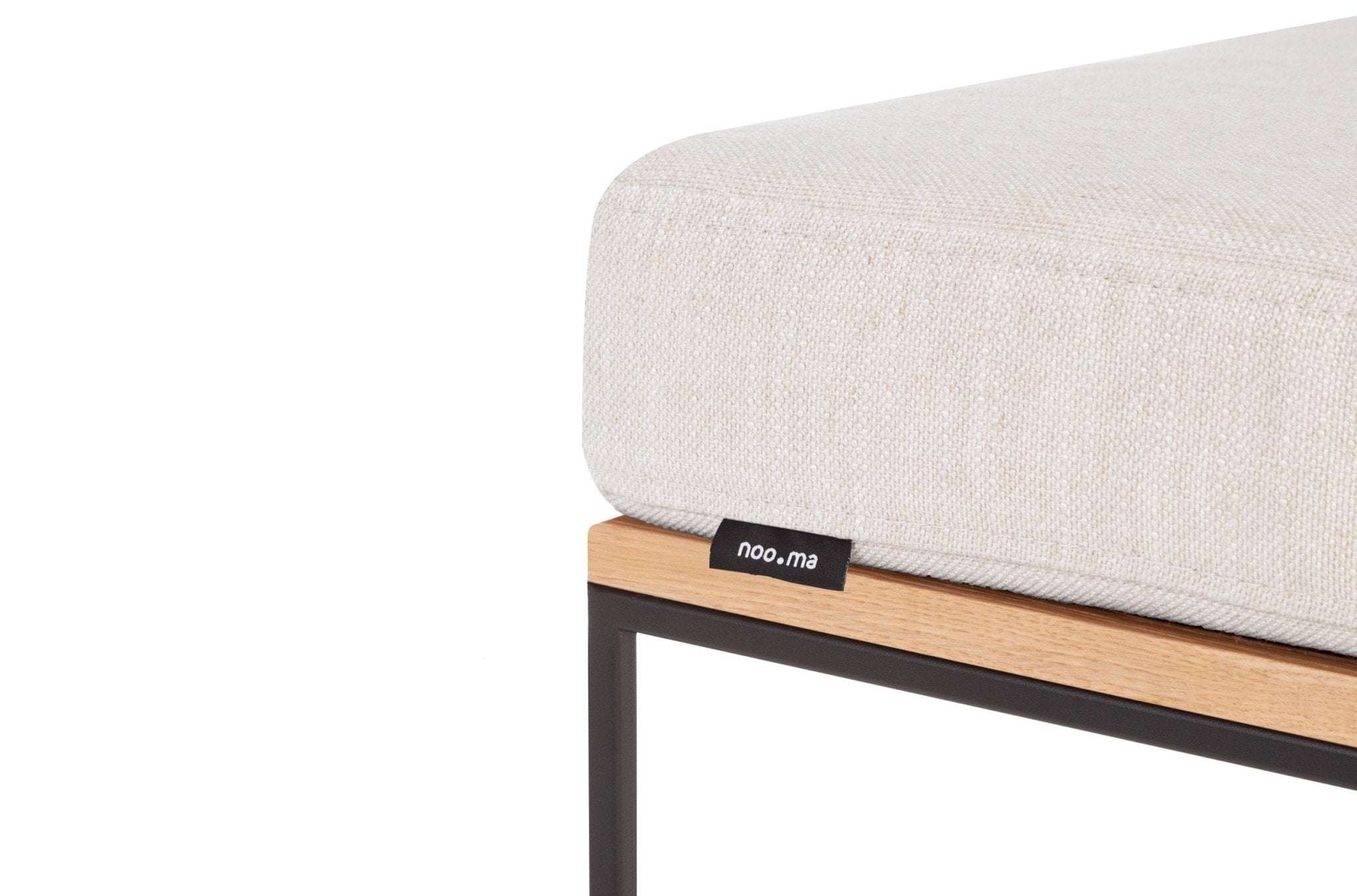 Pouf Feo - Dessus En Chêne / Coussin Beige Crème - Noo.ma design - Noo.ma Design - The Bradery