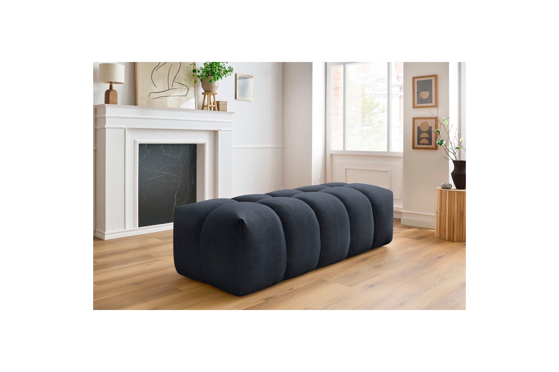 MONT WHITE velvet pouffe - BOBOCHIC - The Bradery