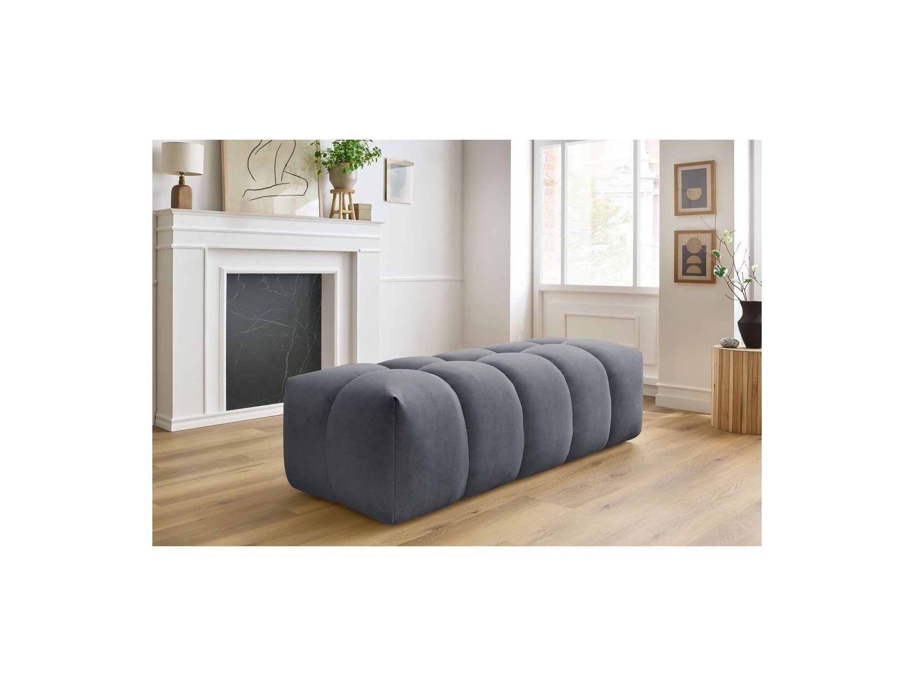 MONT WHITE velvet pouffe - BOBOCHIC - The Bradery