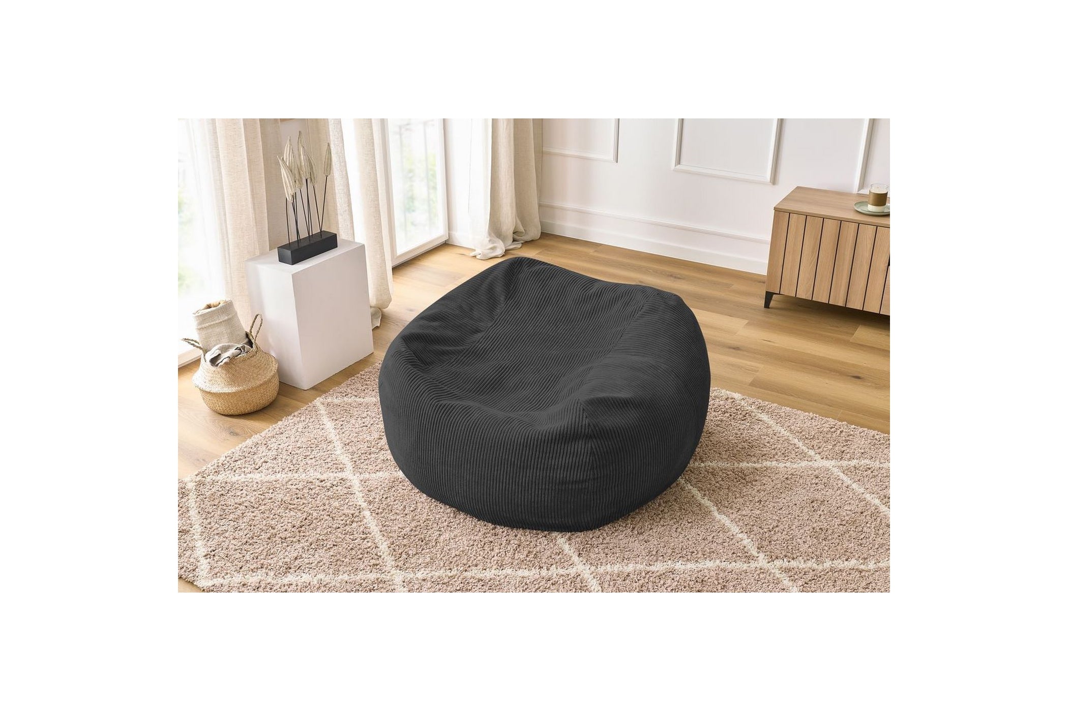 Ultra-soft VOLTAIRE corduroy pouffe - BOBOCHIC - The Bradery