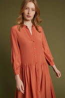 Robe-Chemise Longue - Brique - Femme