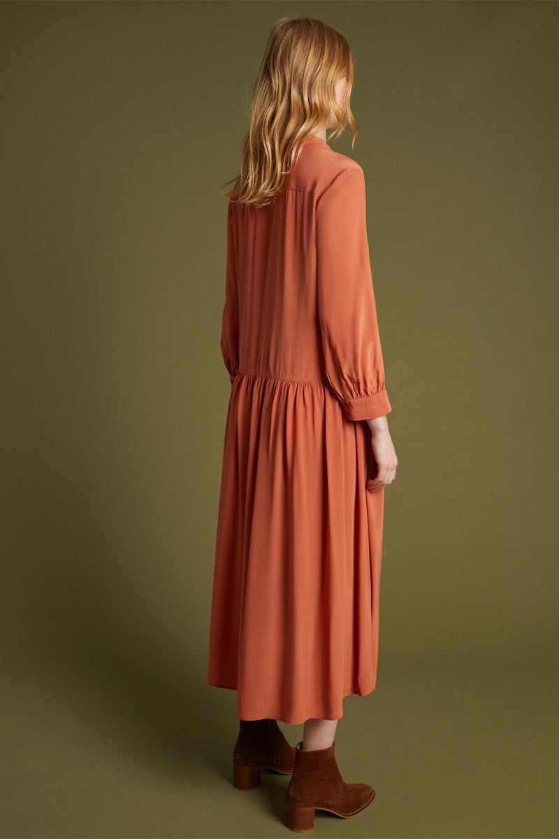 Robe-Chemise Longue - Brique - Femme