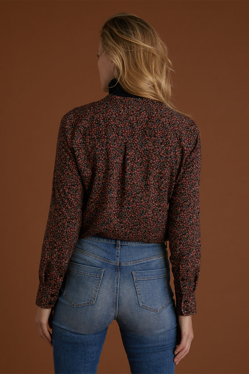 Blouse Bordeaux et noir - Femme