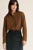 Chemisier en laine Noir et orange chiné - Femme