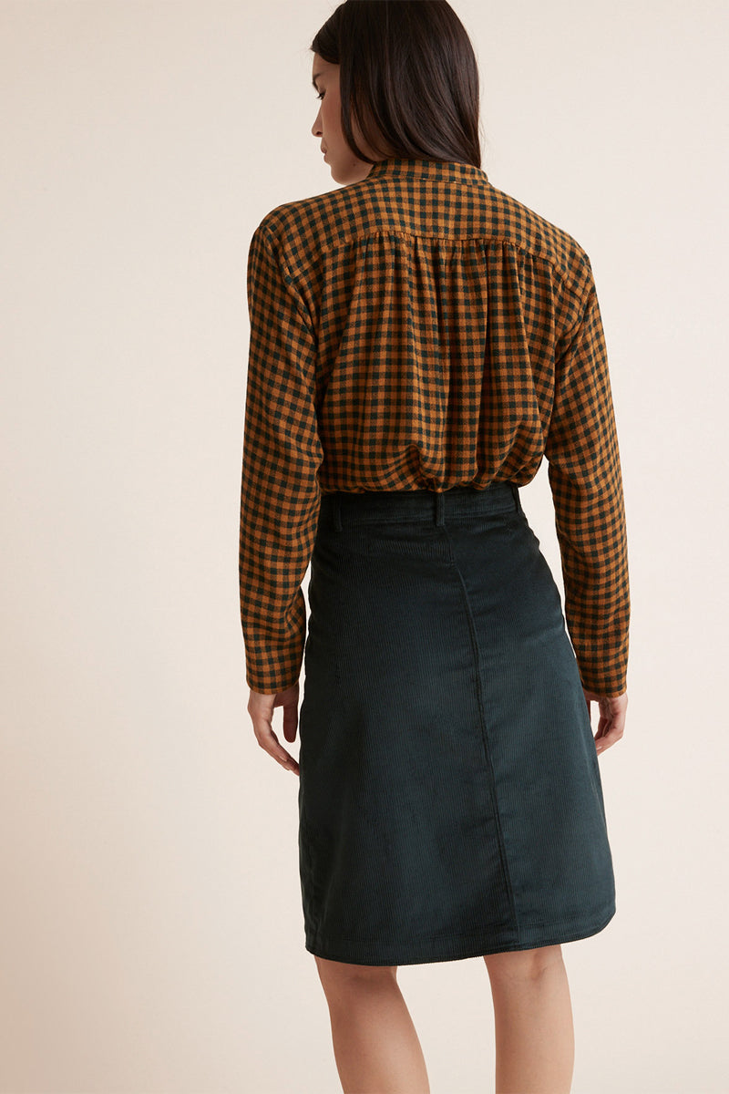 Chemisier en laine Noir et orange chiné - Femme