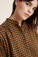 Chemisier en laine Noir et orange chiné - Femme