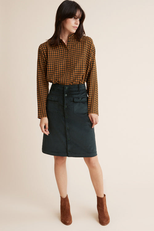 Chemisier en laine Noir et orange chiné - Femme