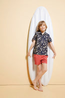 Chemise En Popeline Légère - Marine Imprimé - Garçon