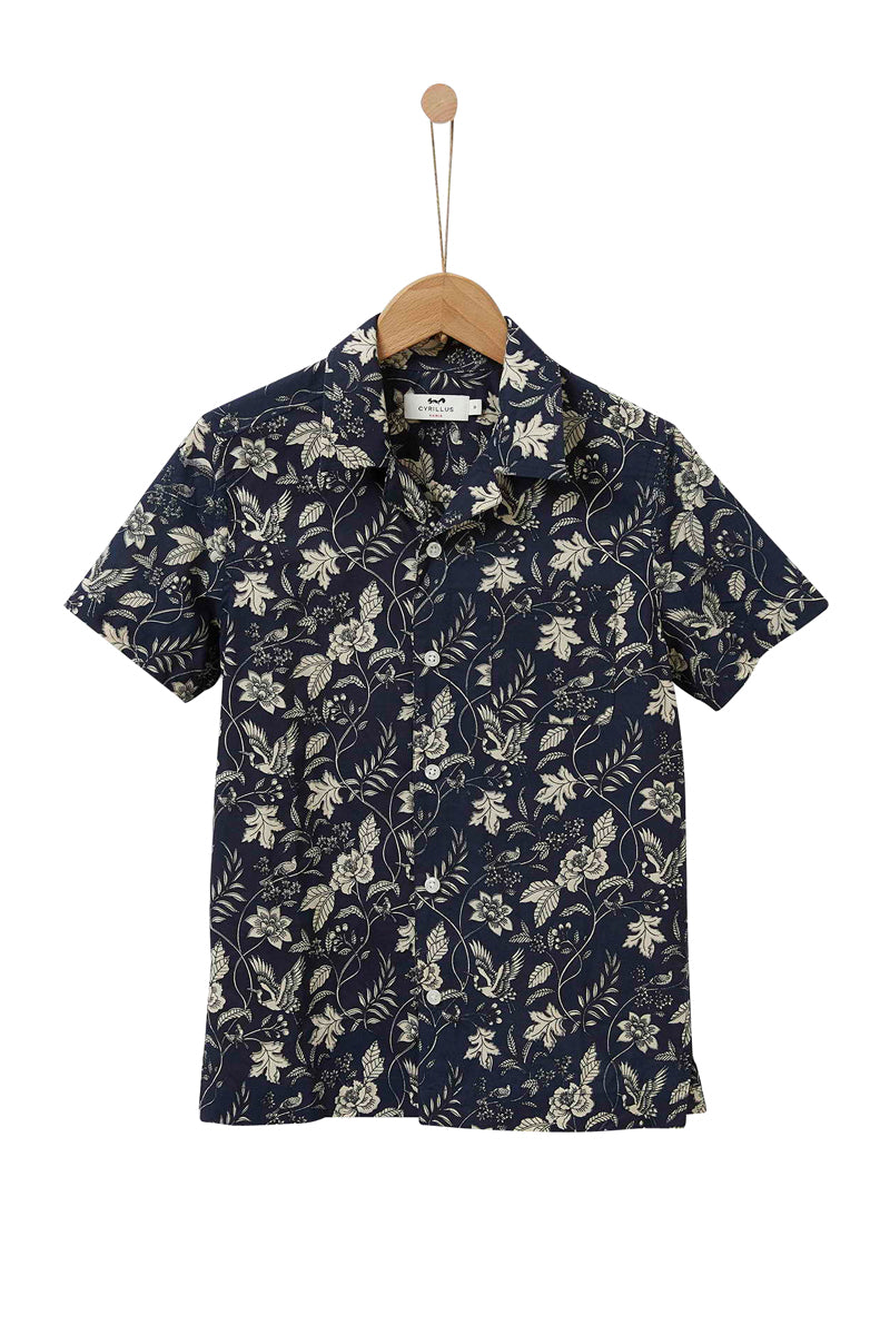 Chemise En Popeline Légère - Marine Imprimé - Garçon