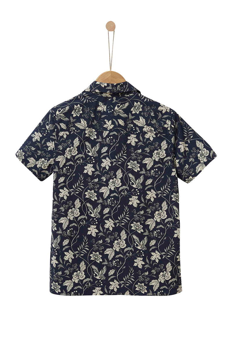 Chemise En Popeline Légère - Marine Imprimé - Garçon