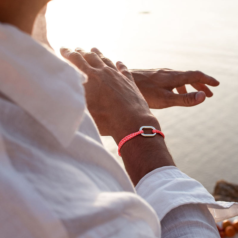 Bracelet Tangon - Damier Orange Et Blanc