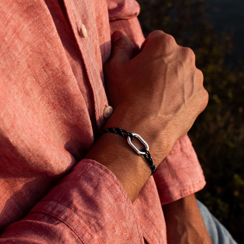 Bracelet Bôme - Bleu Marine Moucheté Bleu Blanc Rouge