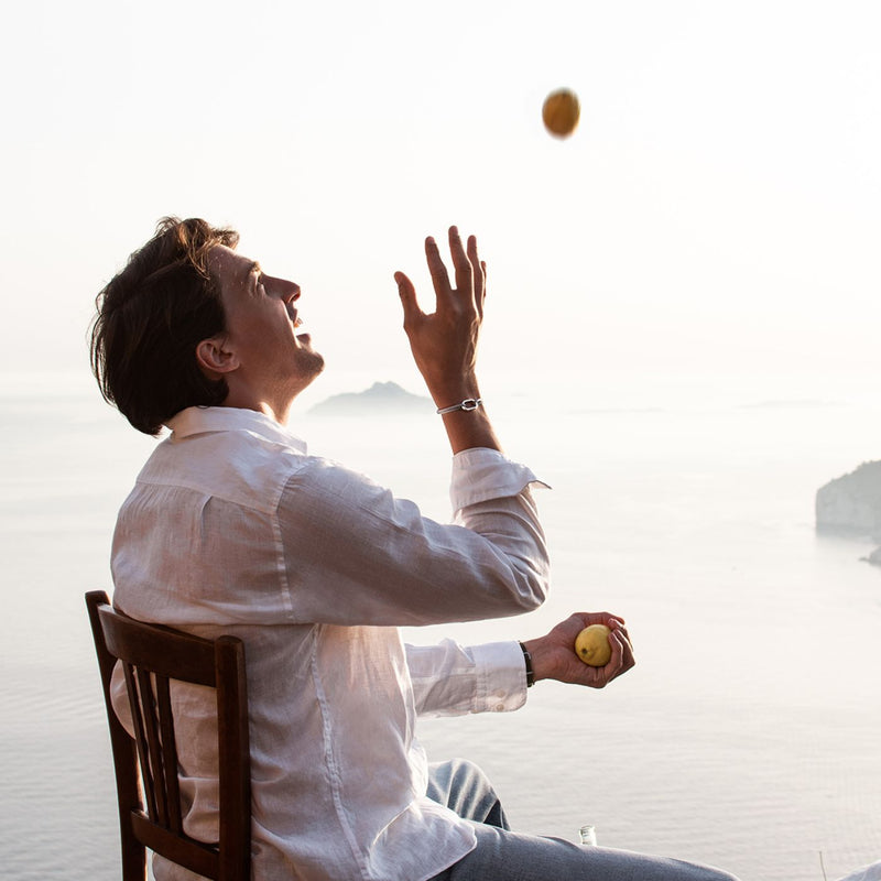 Bracelet Vergue - Damier Bleu Ciel Et Beige