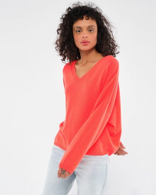 Jersey Alicia - Coral fluorescente - Absolut Cashmere - The Bradery