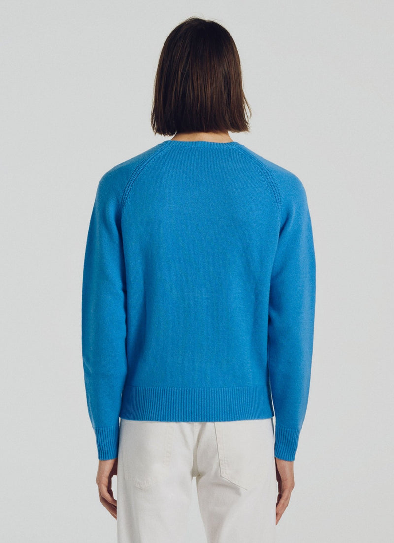 Blue Merino Wool And Cashmere Sweater - Blue - De Fursac - The Bradery