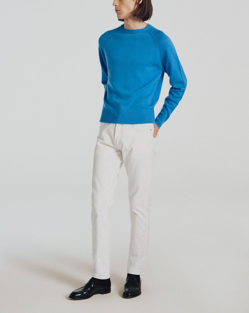 Blue Merino Wool And Cashmere Sweater - Blue - De Fursac - The Bradery