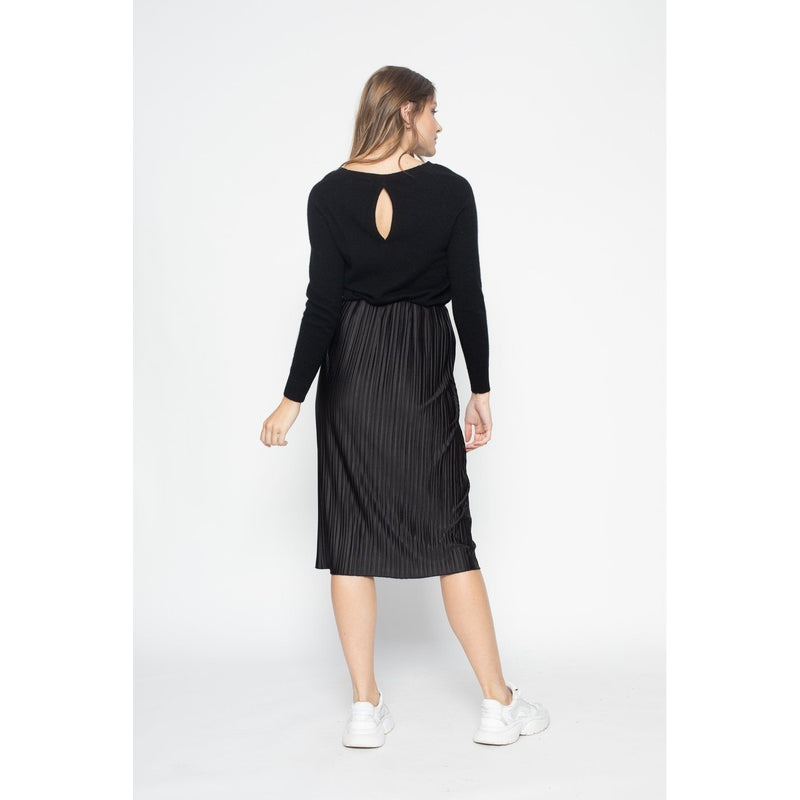 Pull Col Bateau Dos Ouvert Leslie Noir, 100% Cachemire, 2 Fils, Jersey - Femme - Perfect Cashmere - The Bradery