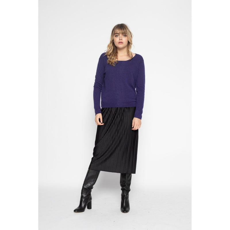 Pull Col Bateau Loose Lindsay Violet, 100% Cachemire, 2 Fils, Jersey - Femme - Perfect Cashmere - The Bradery