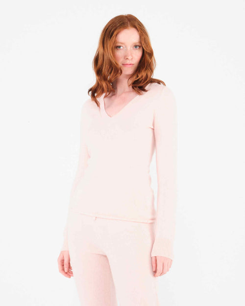 Arielle V-Neck Sweater - Blush - Woman - Absolut Cashmere - The Bradery
