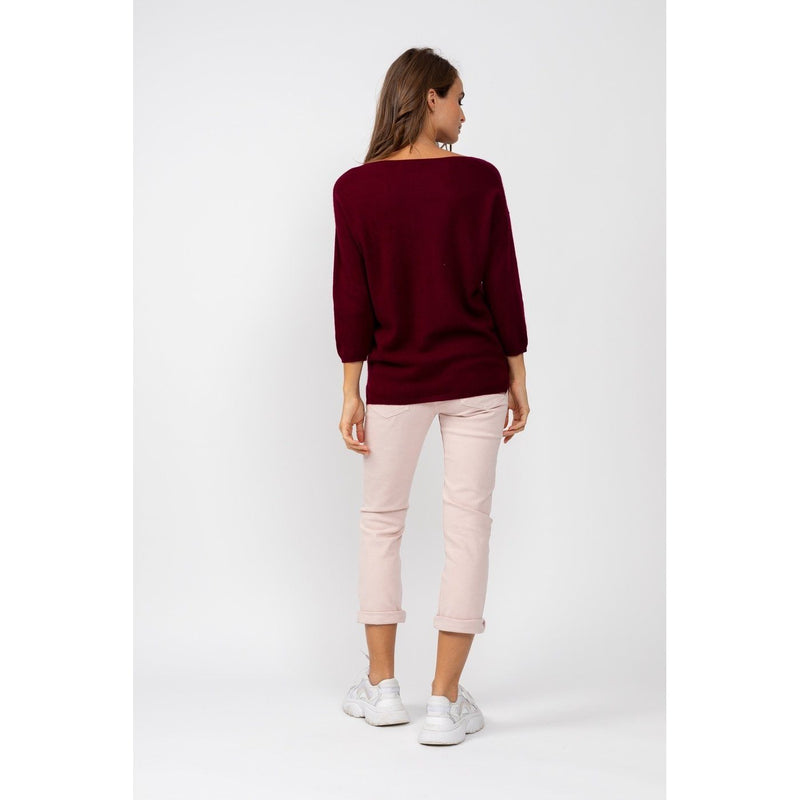 Pull Col V Loose Thais Burgundy, 100% Cachemire, 2 Fils, Jersey - Femme - Perfect Cashmere - Perfect Cashmere* - The Bradery