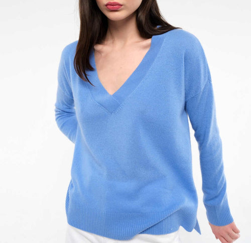 Pull Col V Manches Longues Isoline - Bleuet - Femme - Absolut Cashmere - The Bradery