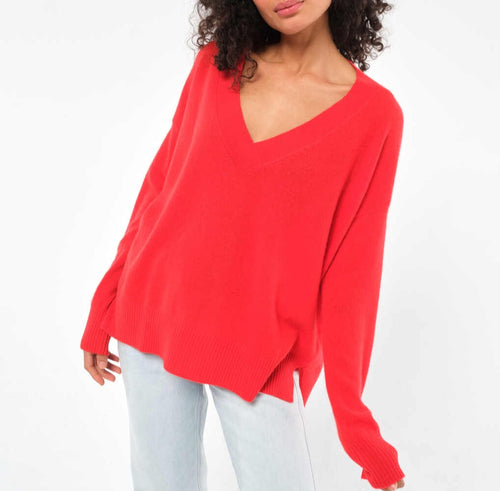 Isoline V-Neck Long Sleeve Sweater - Strawberry - Woman - Absolut Cashmere - The Bradery