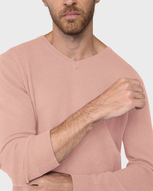 Paul V-Neck Sweater - Blush - Man - Absolut Cashmere - The Bradery