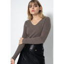 Pull Col V Shannon Taupe, 100% Cachemire, 2 Fils, Jersey - Femme - Perfect Cashmere - The Bradery