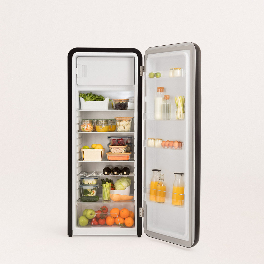 Retro Fridge 281L - Frigorífico Retro - Negro Tiradores Plata