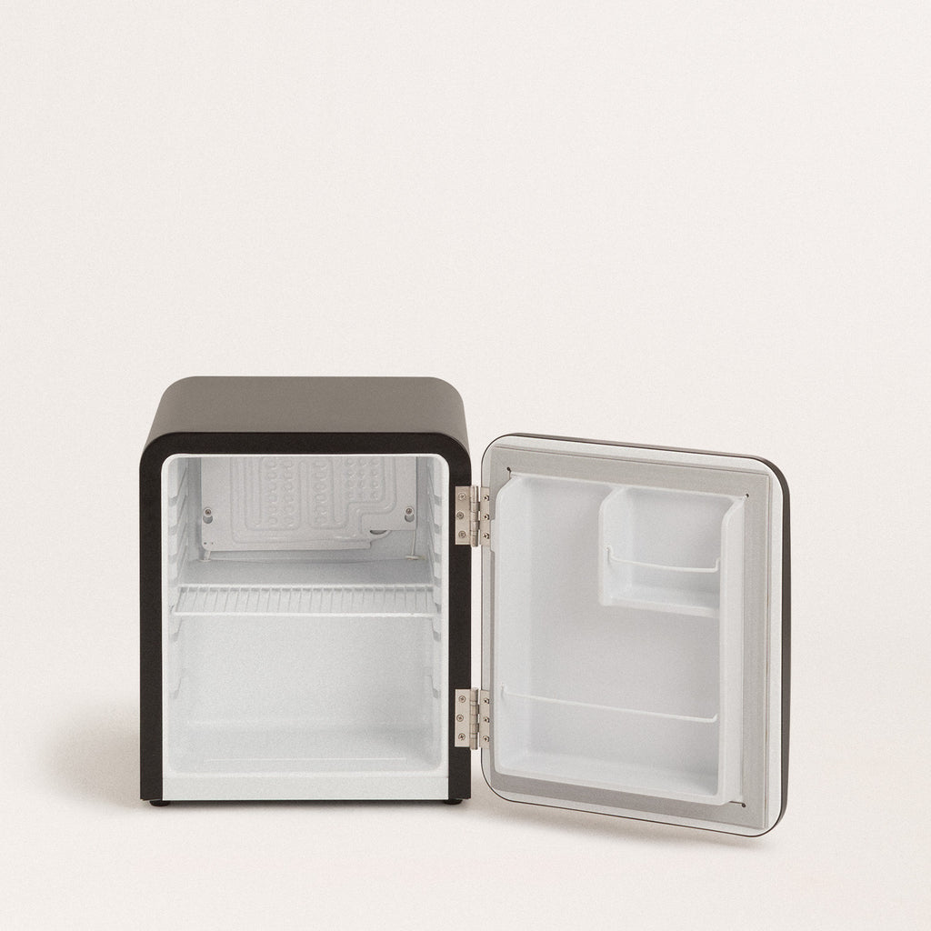 Retro Fridge 48L - Retro Refrigerator - Black with Silver Handles