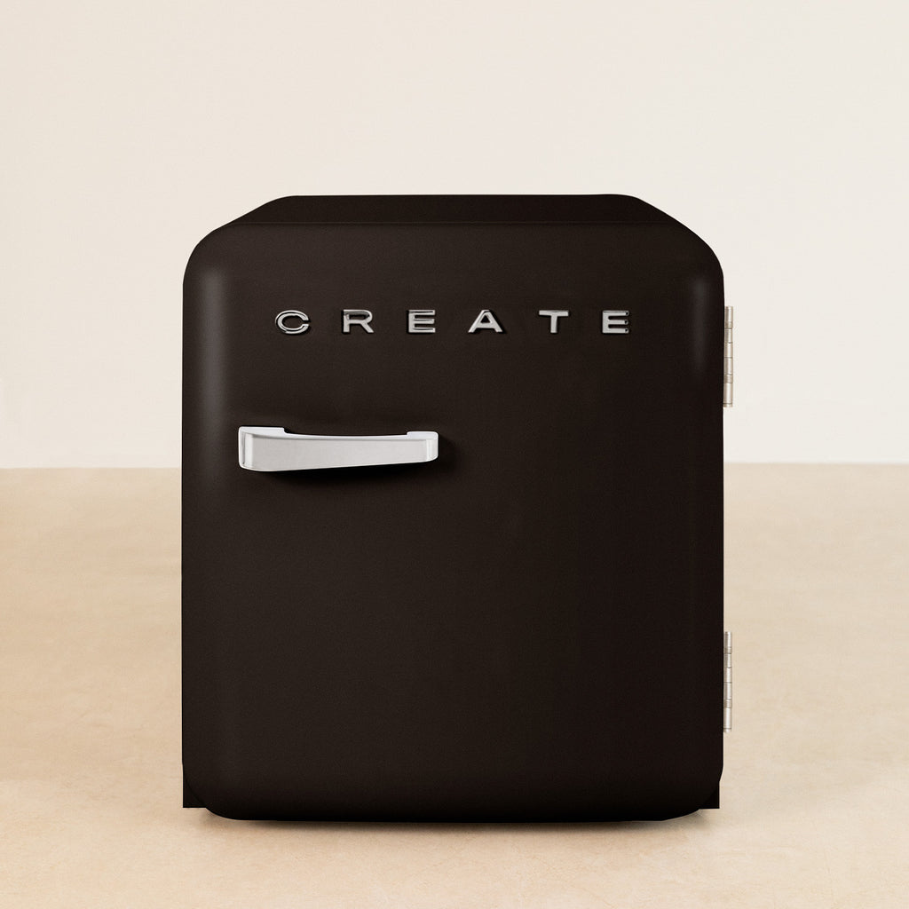 Retro Fridge 48L - Retro Refrigerator - Black with Silver Handles