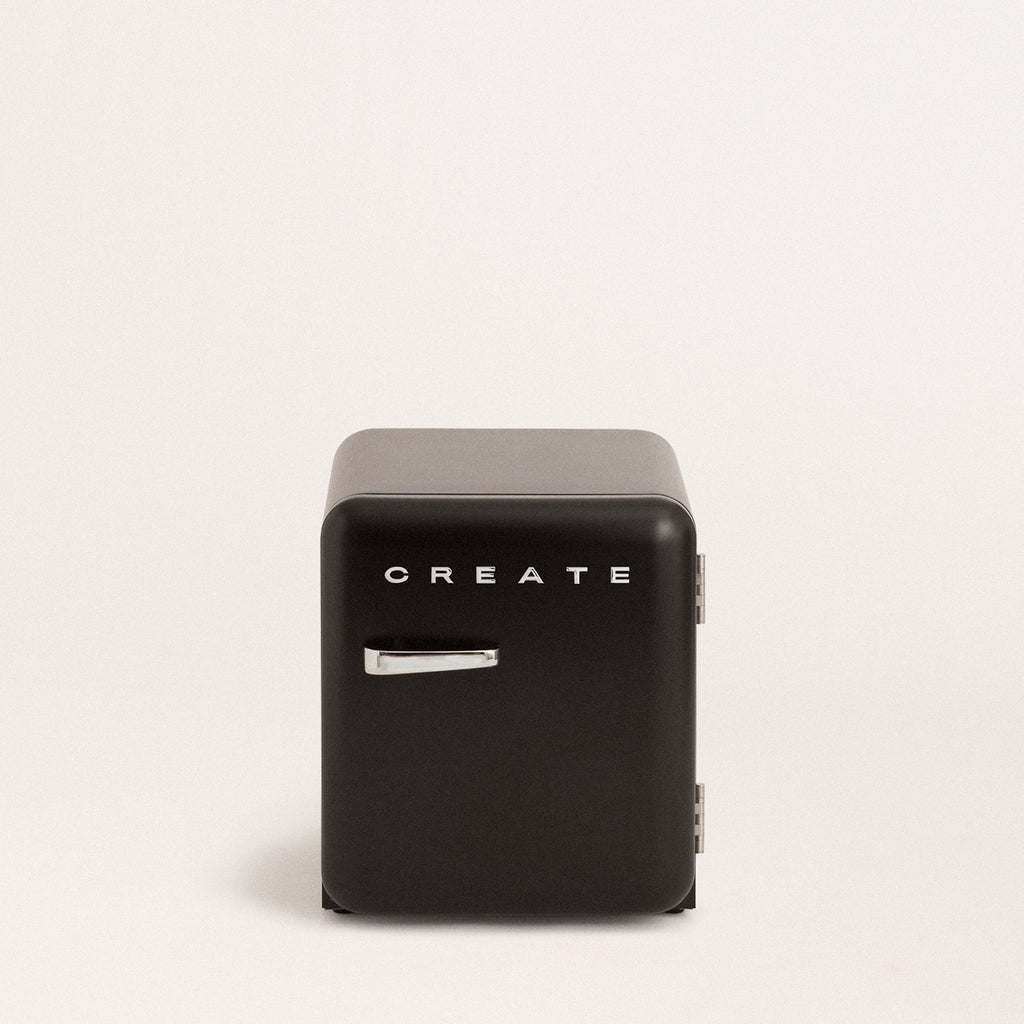 Retro Fridge 48L - Retro Refrigerator - Black with Silver Handles