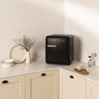 Retro Fridge 48L - Retro Refrigerator - Black with Silver Handles
