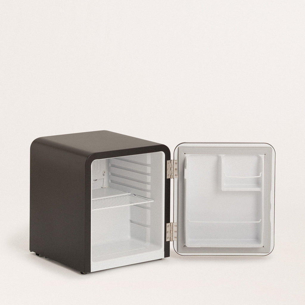 Retro Fridge 48L - Retro Refrigerator - Black with Silver Handles