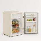 Retro Fridge 48L - Retro Refrigerator - Off-White with Silver Handles