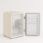 Retro Fridge 48L - Retro Refrigerator - Off-White with Silver Handles