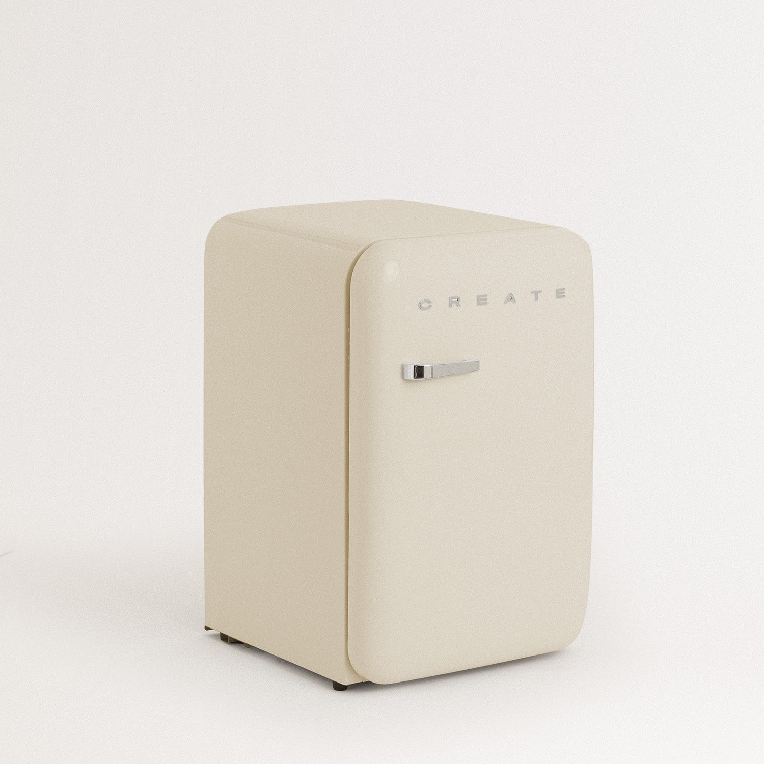 Retro Fridge 48L - Retro Refrigerator - Off-White with Silver Handles