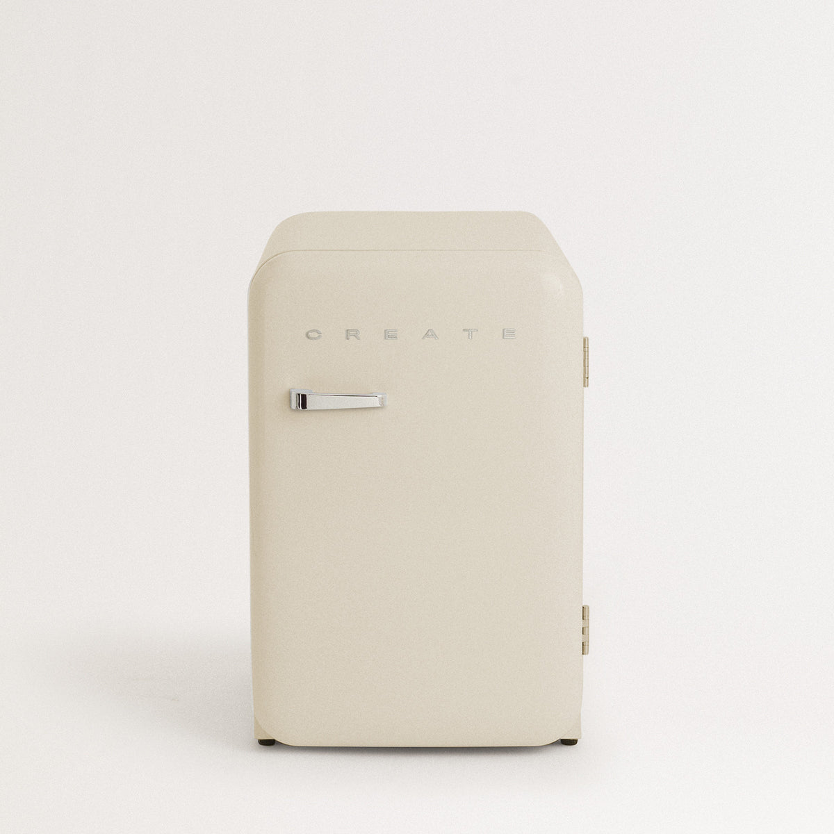 Retro Fridge 48L - Retro Refrigerator - Off-White with Silver Handles