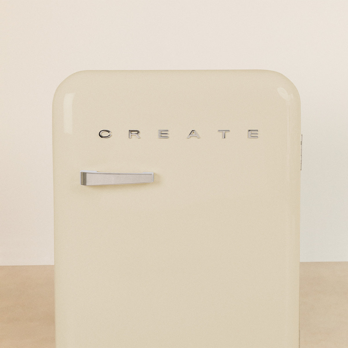 Retro Fridge 48L - Retro Refrigerator - Off-White with Silver Handles