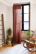 Rideau Ajustable + 8 Anneaux Pince Gaze De Coton 140 X 300 Cm Gaia Terracotta - L'Effet Papillon - The Bradery