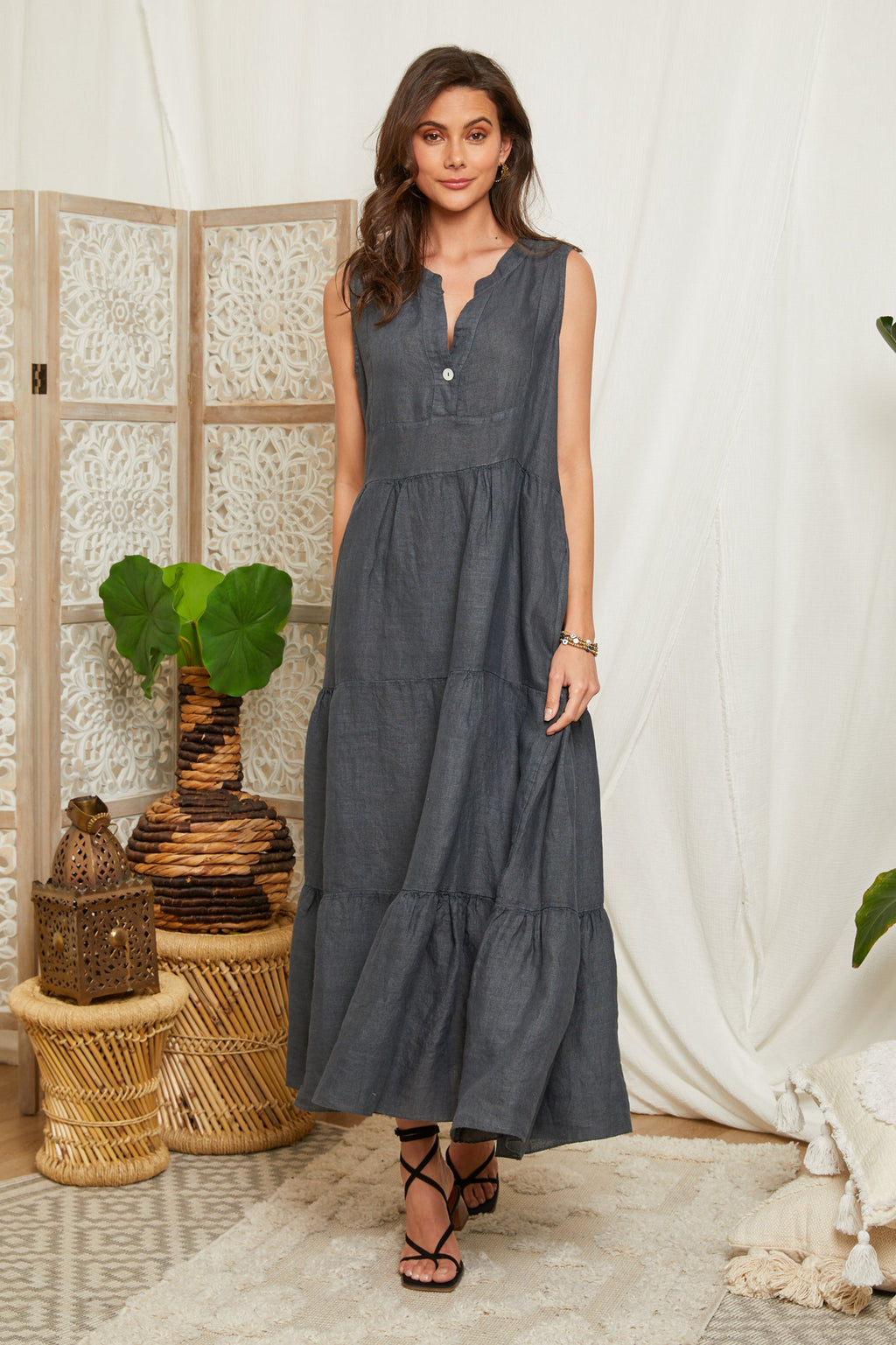 Vestido Antracita - Mujer VESTIDOS y FALDAS Around Linen