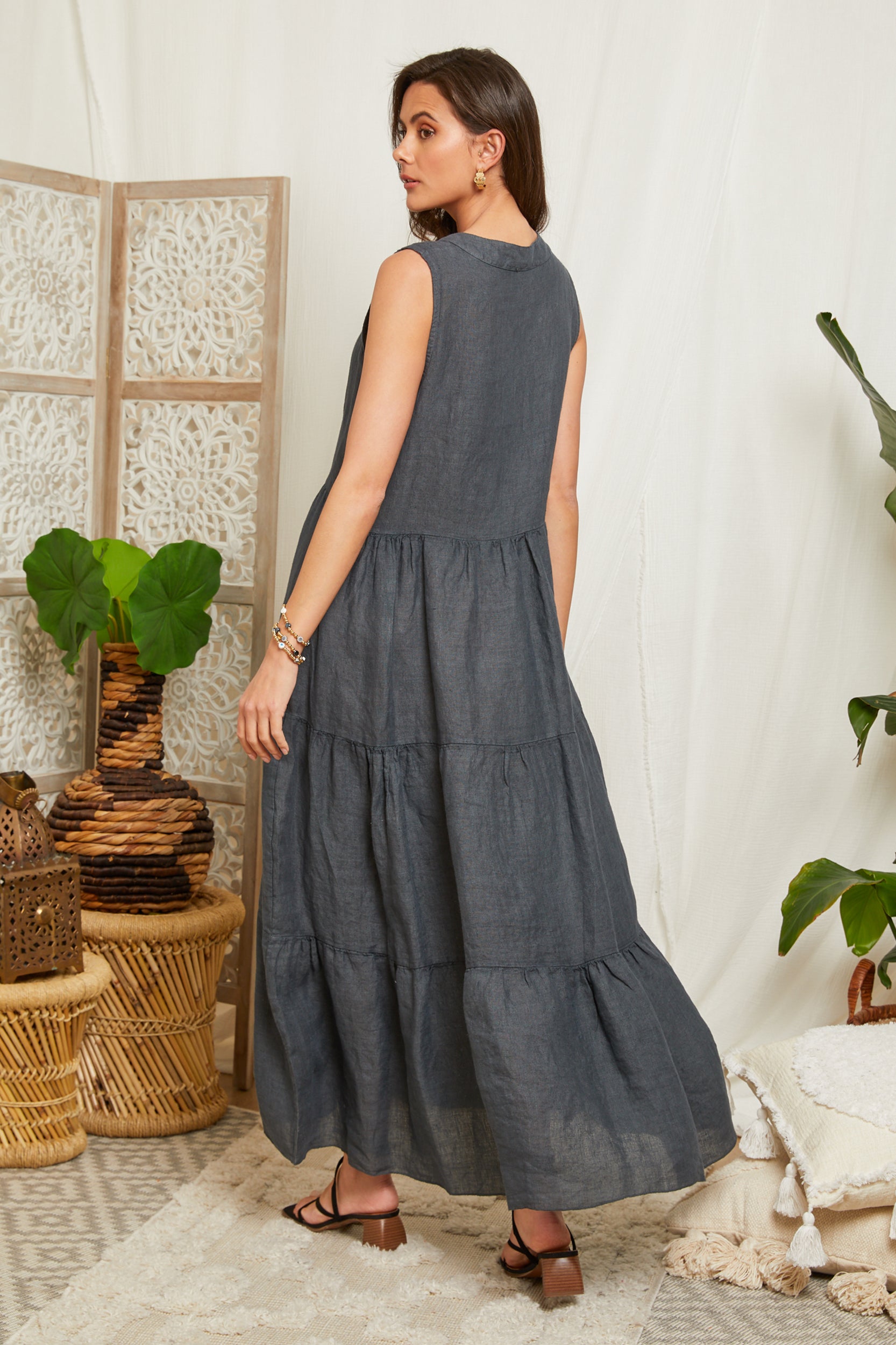 Vestido Antracita - Mujer VESTIDOS y FALDAS Around Linen