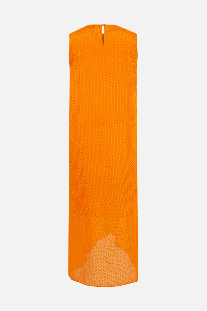 Around Cut Yarn Dress - Orange